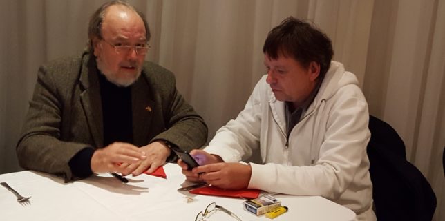 Dr. Elmar Wolff (managing commity ESAS Germany, left) and Dipl. Ing. Christian Bader (head of the ESAS office Wien, right) on the Ugandan INDEPENDENCE DAY in Vienna